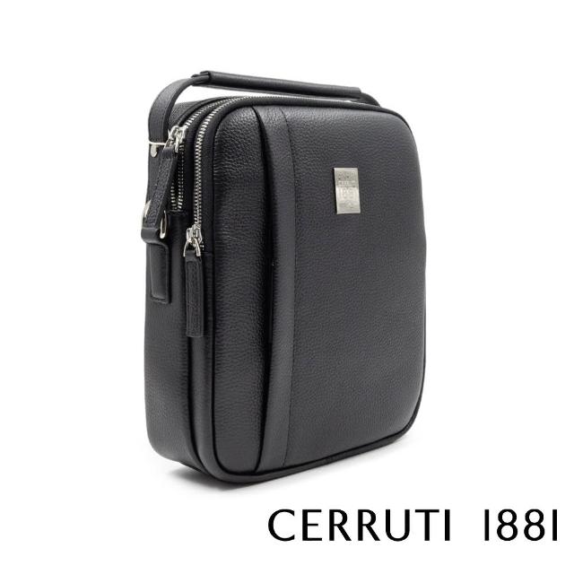 【Cerruti 1881】義大利頂級小牛皮肩背包側背包(黑色 CEBO06589M)