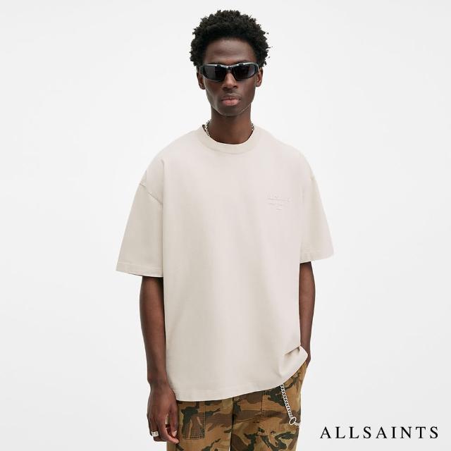 【ALLSAINTS】XANDER 純棉寬鬆LOGO短袖T恤-米白 M006PB(寬鬆版型)