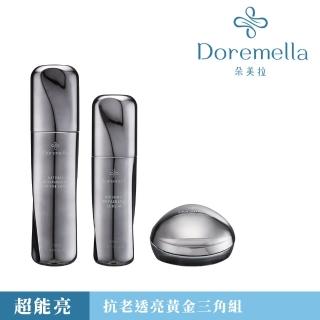 【Doremella 朵美拉】超能亮三件組★保濕植萃露120ml+朵漾美肌精華50ml+初乳舒活霜50g(抗老/淡斑/撫紋)