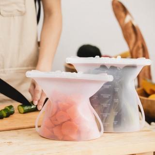 【仁舟淨塑】捲收矽密保鮮袋 雙容量隨機色組1000ml+1500ml(食物袋/密封袋/收納袋)
