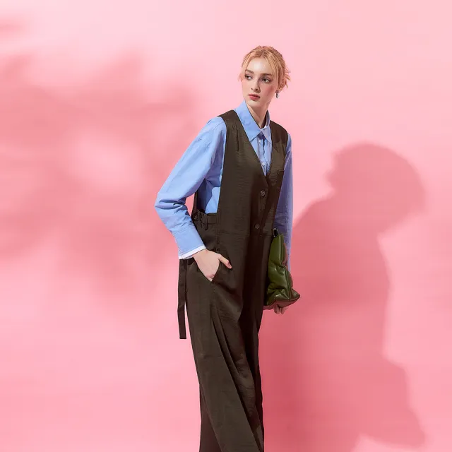 【ICHE 衣哲】Cop.Copine 法式無袖背心洋裝-炭綠色