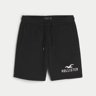 【HOLLISTER Co】HCO 海鷗 經典刺繡大海鷗棉短褲-黑色(平輸品)