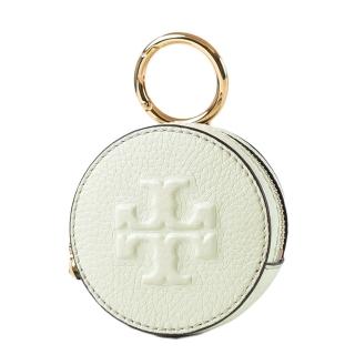 【TORY BURCH】THEA 浮雕LOGO荔枝紋圓型拉鍊零錢包-萊姆綠