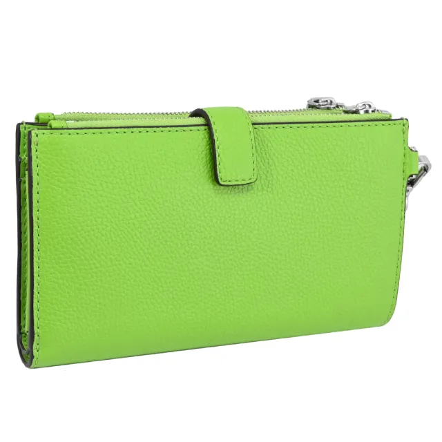 【Michael Kors】簡約金屬LOGO手提式雙拉鍊手機零錢長夾(綠)