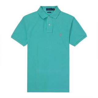 【RALPH LAUREN】RL POLO 經典刺繡小馬短袖Polo衫-湖水綠色 上衣(CUSTOM SLIM FIT/平輸品/)