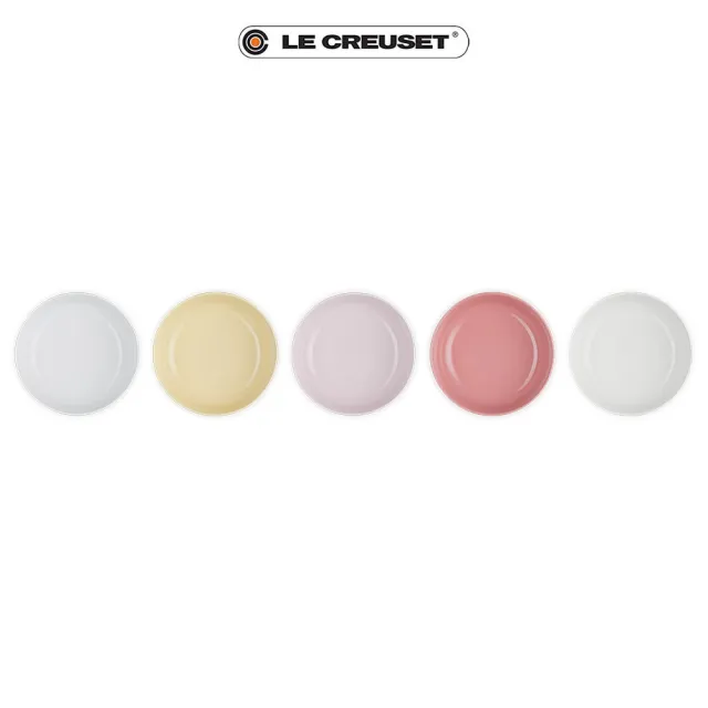 【Le Creuset】童話派對系列瓷器花蕾深盤18cm-5入(雪花白/奶油黃/貝殼粉/薔薇粉/淡粉紅)