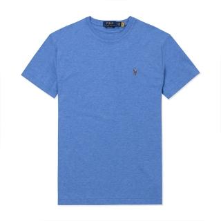 【RALPH LAUREN】RL POLO 經典刺繡小馬透氣排汗素面短袖T恤 上衣-藍色(PIMA棉/平輸品/素T/短T/可男女穿搭)