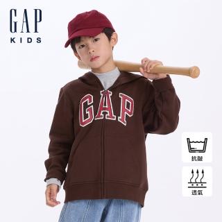 【GAP】兒童裝 Logo印花連帽外套-棕色(646082)