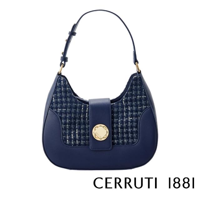 【Cerruti 1881】限量2折 義大利頂級時尚手拿包肩背包 全新專櫃展示品(深藍色 CEBA06004P)