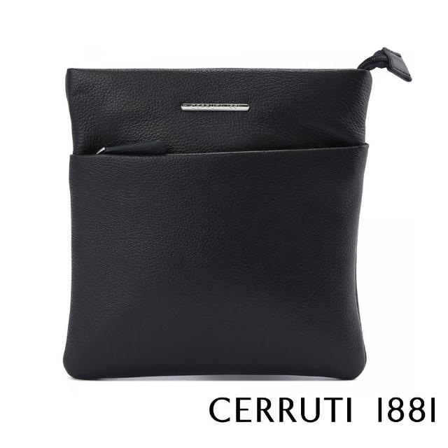 【Cerruti 1881】義大利頂級小牛皮肩背包側背包(黑色 CEBO06023M)