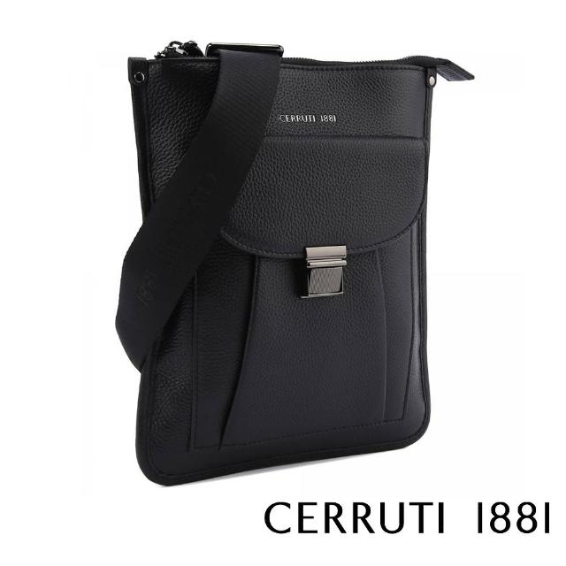 【Cerruti 1881】義大利頂級小牛皮肩背包側背包(黑色 CEBO06177M)