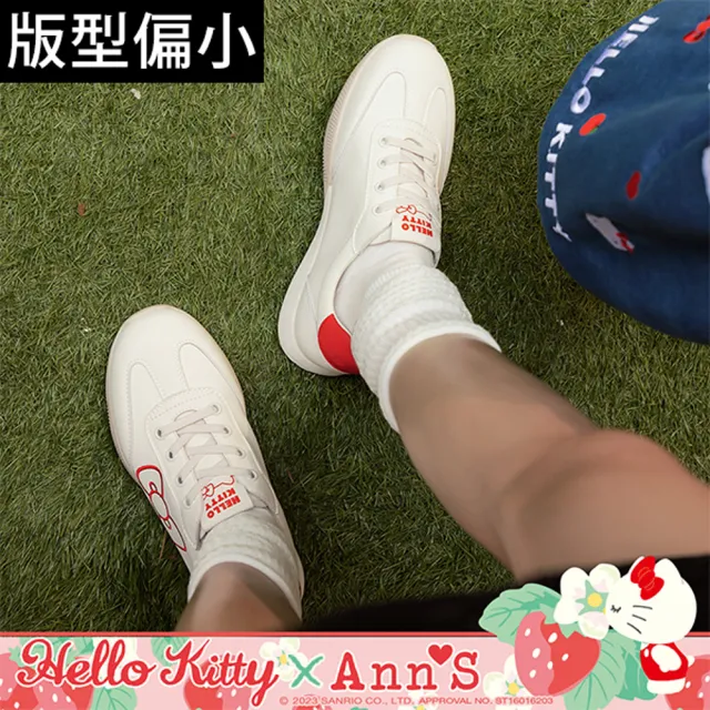 【Ann’S】Ann’S X Sanrio三麗鷗 HELLO KITTY聯名側邊刺繡大蝴蝶結 免綁鞋帶超軟小白鞋休閒鞋(白)