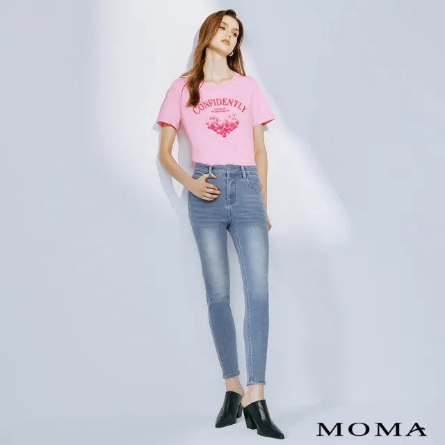 【MOMA】極簡百搭緊身彈性牛仔褲(藍色)