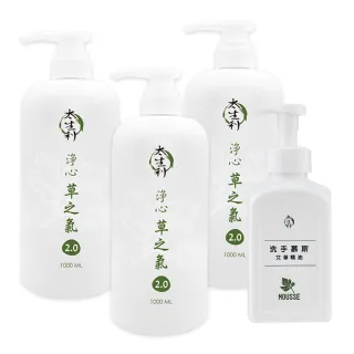 【太生利】純．淨液態皂 淨心｜草之氣-3入組(加贈艾草洗手慕斯700ml)