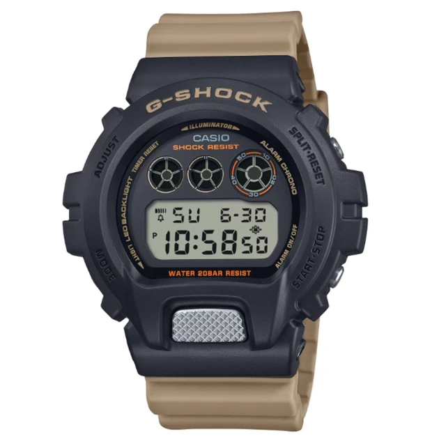 CASIO 卡西歐 G-SHOCK 實用雙色調 黑X卡其 獨特三眼 數位系列 DW-6900TU-1A5_50mm