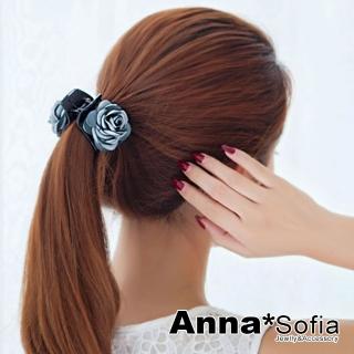 【AnnaSofia】鯊魚夾髮飾髮夾小髮抓-馨朵圓瓣 現貨(灰藍系)