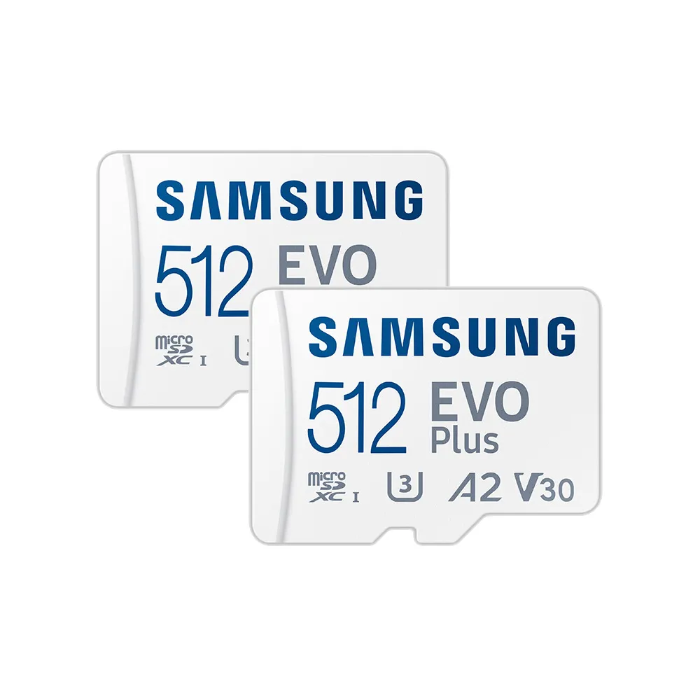 二入組【SAMSUNG 三星】EVO Plus microSDXC U3 A2 V30 512GB記憶卡 公司貨2024新版