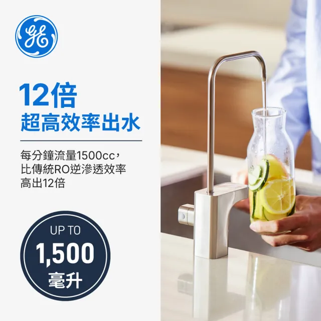 【GE 奇異】極光奈濾淨水器600G(獨家0.001微米奈濾技術)