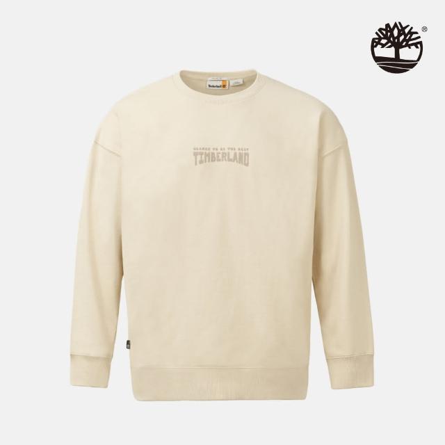 【Timberland】男款米色LOGO印花圓領上衣(A5RN6EFL)