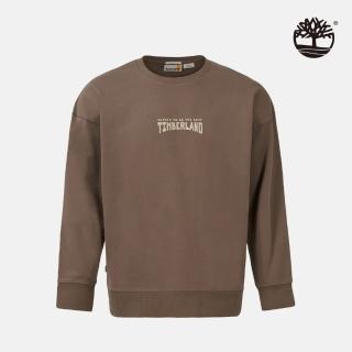 【Timberland 官方旗艦】男款咖啡色LOGO印花圓領上衣(A5RN6BK0)