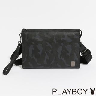 【PLAYBOY】手拿包附長背帶 Steady系列(黑色)