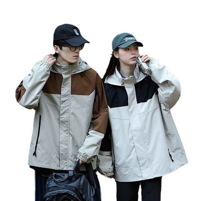 【巴黎精品】現貨+預購 衝鋒衣防風外套(拼色登山耐磨連帽男女夾克3色a1gw18)