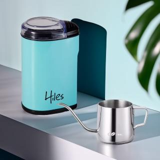 【Hiles】電動咖啡豆研磨機/磨豆機+凱飛304不鏽鋼咖啡手沖壺250ml