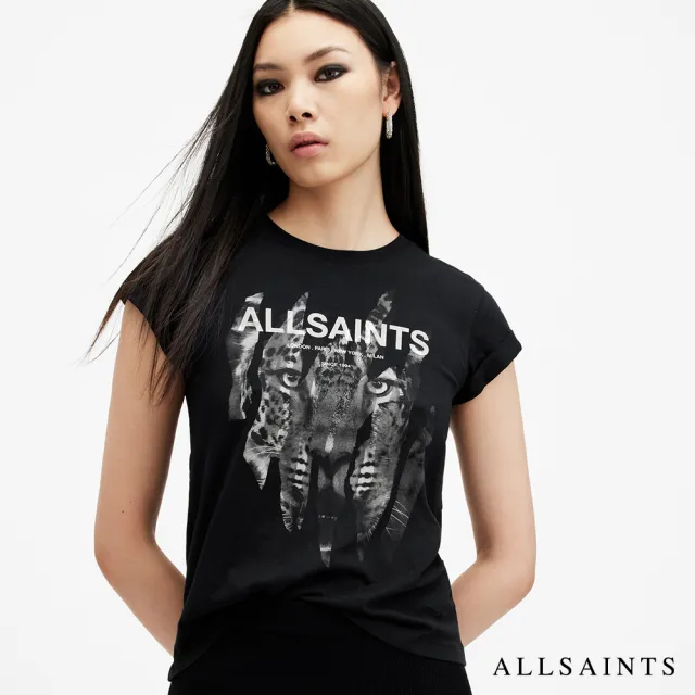 【ALLSAINTS】RIPROAR ANNA 純棉豹紋塗鴉LOGO T恤 W183JB(常規版型)