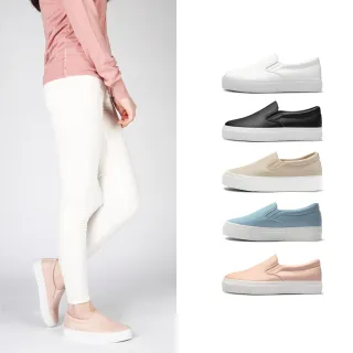 【Paperplanes】韓國空運。柔軟素面皮革厚底懶人休閒鞋(7-184共3色/現貨)