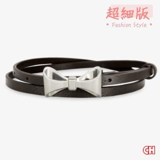 【CH-BELT 銓丞皮帶】母親節禮物 立體蝴蝶結造型 超細版女生皮帶腰帶(咖)