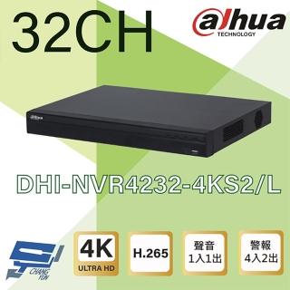 【CHANG YUN 昌運】昌運監視器 大華 DHI-NVR4232-4KS2/L 32路 4K 人臉辨識網路型錄影主機 支援雙硬碟