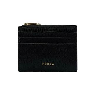【FURLA 芙拉】WP00229 法國經典防刮牛皮金扣拉鍊6卡名片夾卡夾零錢包(黑色)
