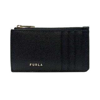 【FURLA 芙拉】WP00414 法國經典防刮牛皮金扣拉鍊名片夾零錢包(黑色)