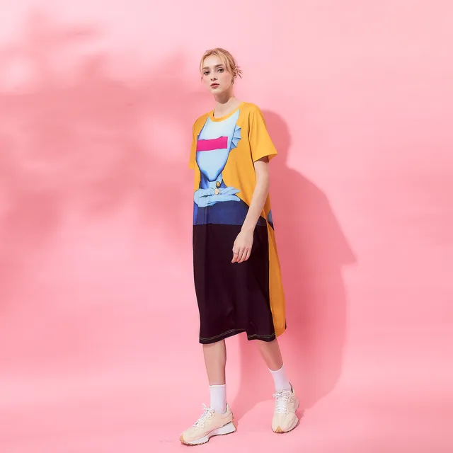 【ICHE 衣哲】Cop.Copine 法式手繪塗鴉時尚休閒系造型長版洋裝