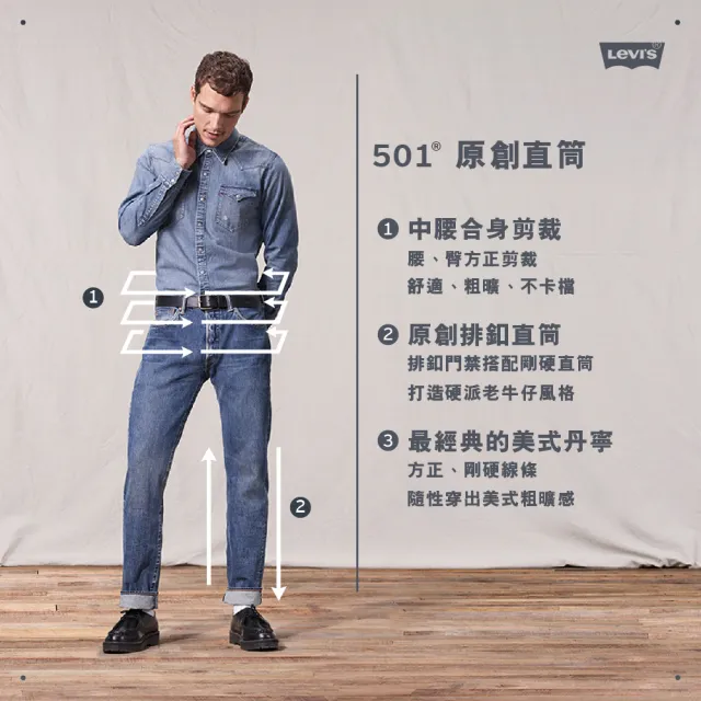 【LEVIS 官方旗艦】男款 501 Original中腰直筒丹寧牛仔褲 / 破壞加工 人氣新品 00501-3599