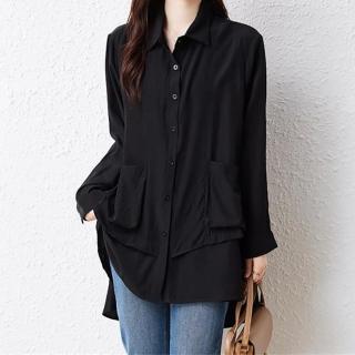 【麗質達人】5127黑色長版長袖上衣LY(L-5XL)
