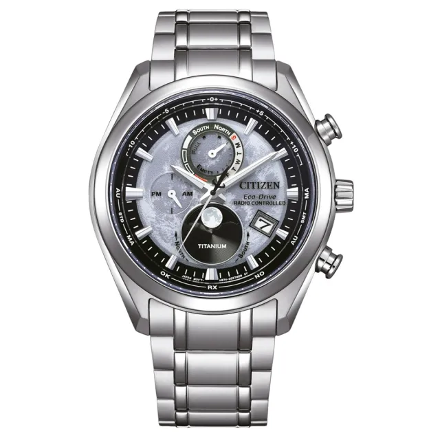【CITIZEN 星辰】GENTS 月相電波接收 鈦金屬 計時手錶 石英錶-43mm(BY1010-81H)