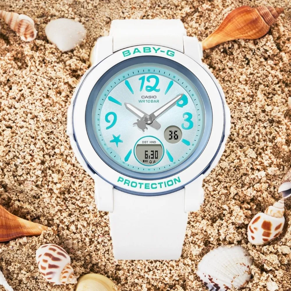 【CASIO 卡西歐】BABY-G 閃耀光彩  海底世界 手錶-藍 41.5mm(BGA-290US-2A)