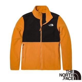 【The North Face】男 拼接保暖立領抓絨外套.夾克/機能性運動衫(4NA3-6R2 黃黑)