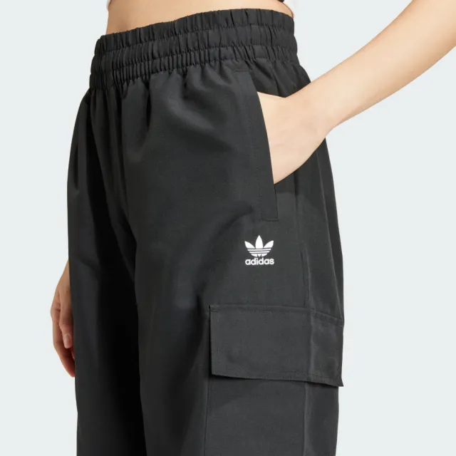 【adidas 愛迪達】長褲 女款 運動褲 三葉草 3S CARGO PANTS 黑 JF1292