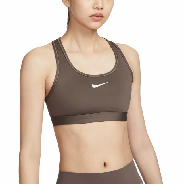 【NIKE 耐吉】運動內衣 中度支撐 胸墊 女 AS W NK SWSH MED SPT BRA 咖啡色(DX6822004)