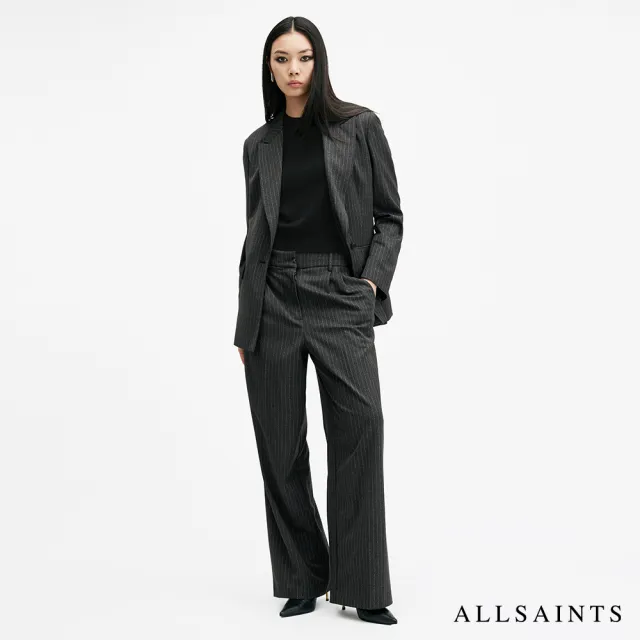 【ALLSAINTS】BERN 美麗諾羊毛針織T恤-黑 W108KB(常規版型)