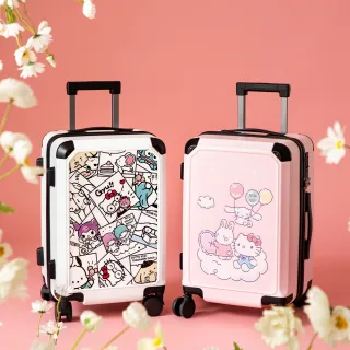 【SANRIO 三麗鷗】Hello Kitty 20吋拉鍊款胖胖箱 行李箱 旅行箱 登機箱 拉桿箱(海關鎖 萬向飛機輪 2年保固)