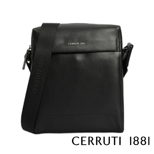 Cerruti 1881 義大利頂級小牛皮肩背包側背包(黑色 CEBO06763M)