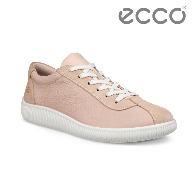 ecco SOFT ZERO W 柔酷零點復古保齡球皮革休閒鞋 女鞋(裸粉色 22025359071)