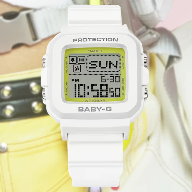 CASIO 卡西歐 BABY-G + PLUS 流行混搭 酷洛米錶殼吊飾 休閒數位電子錶-白(BGD-10K-7)