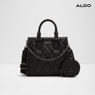 【ALDO】NAMARI-時尚經典的菱格紋設計手提包(黑色)