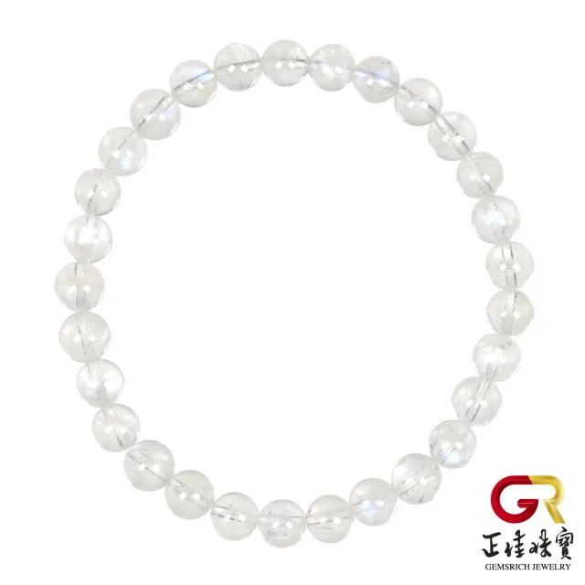 【正佳珠寶】藍月光 高品冰質藍 5.8-6.2mm 藍月光石手珠｜日本彈力繩