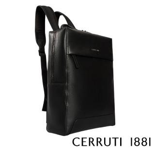 【Cerruti 1881】義大利原裝進口 頂級小牛皮後揹包(黑色 CEZA06761M)