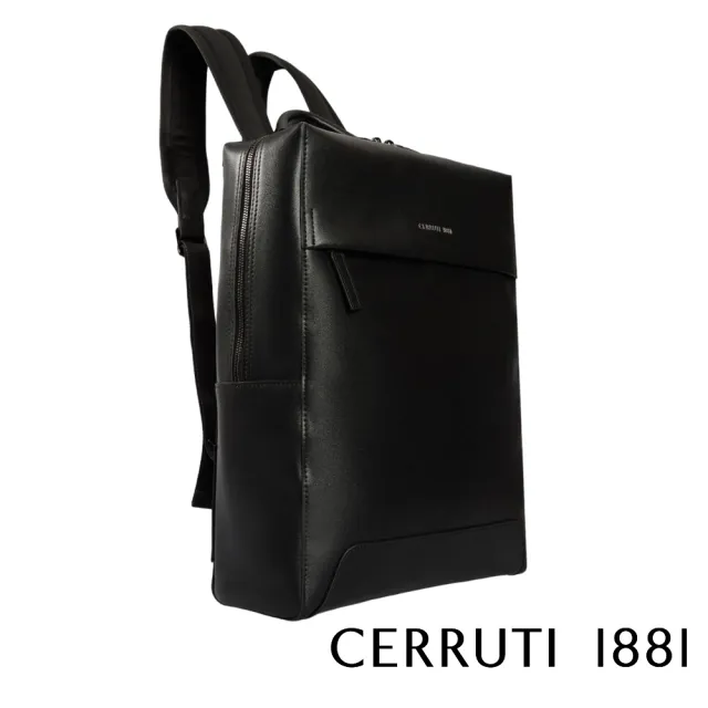 【Cerruti 1881】義大利原裝進口 頂級小牛皮後背包(黑色 CEZA06761M)